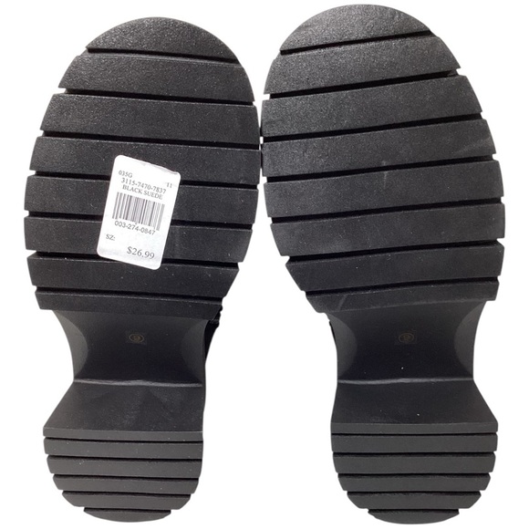 Rouge Helium Black Chunky Heeled Boots with Gold Buckle Size 9 - Picture 4 of 4